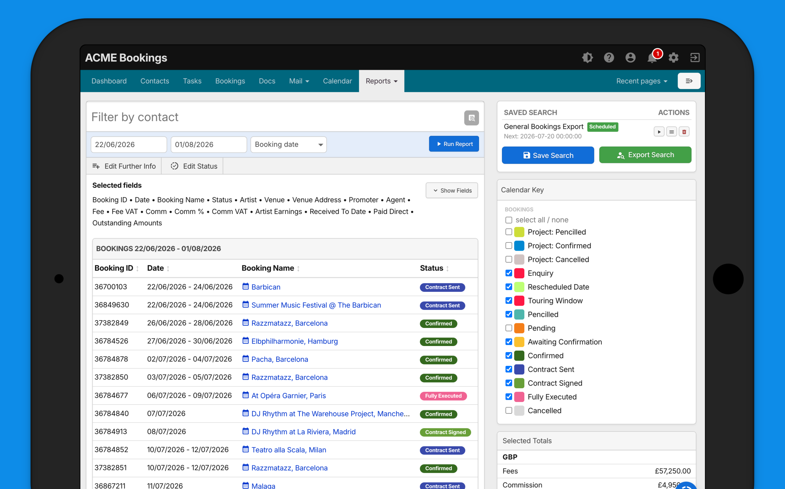 The new booking details report in Overture