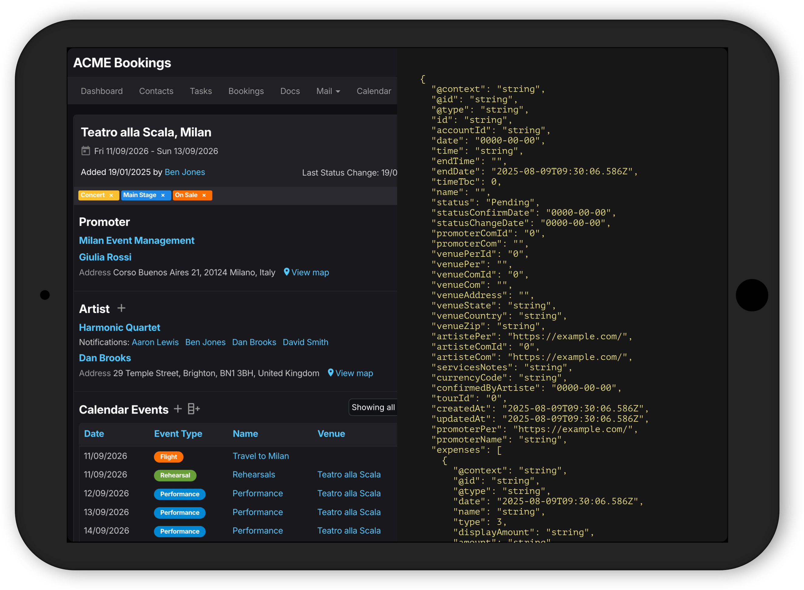 Overture API integration overview: bookings, contacts, documents, and reports