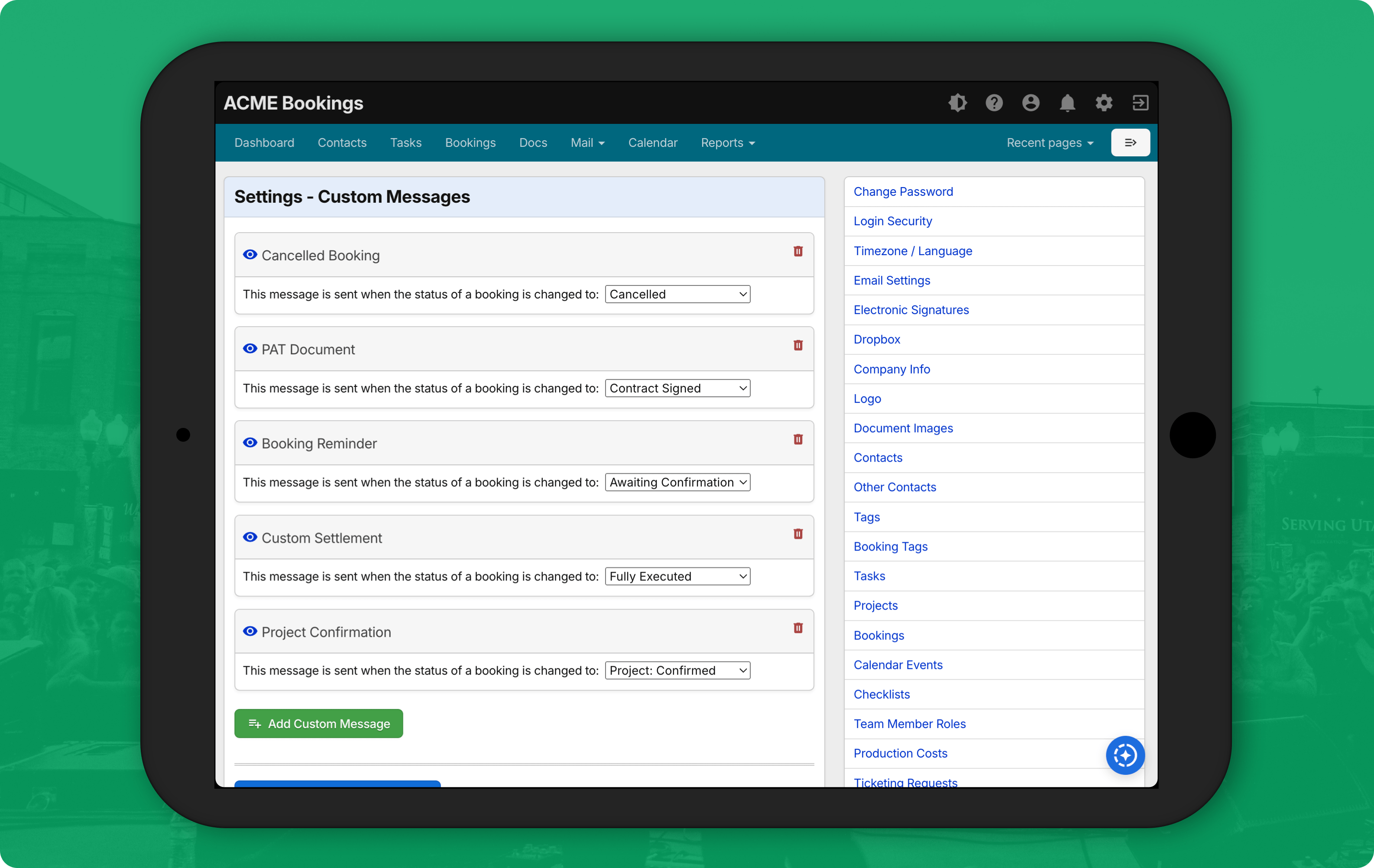 Messages and outbox for booking communication