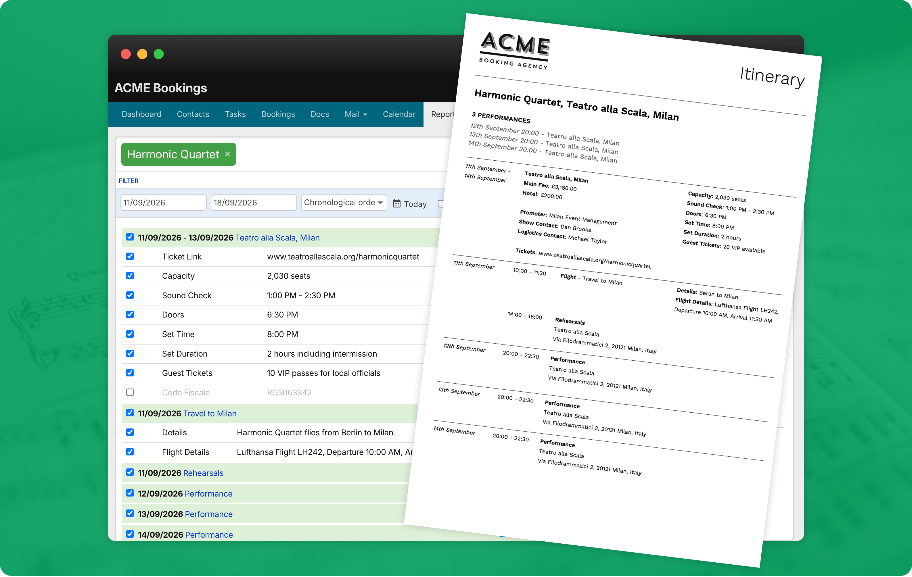 Tour itinerary creation interface in Overture